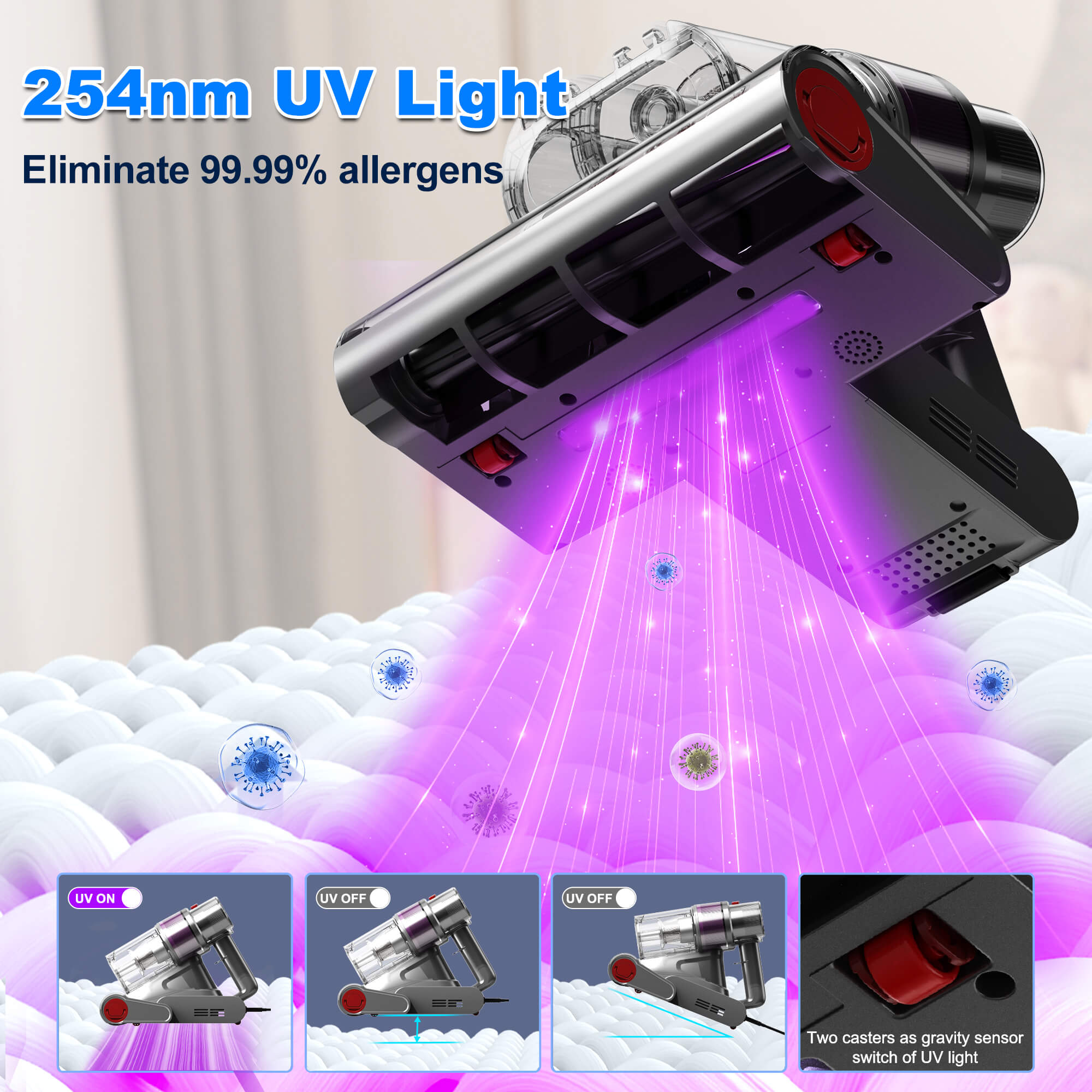 Boolean Cloud BC700 Pro Mattress Vacuum Cleaner with HEPA Filter